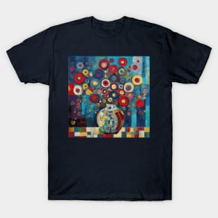 Abstract Flowers in a Decorative Geometric Vase T-Shirt